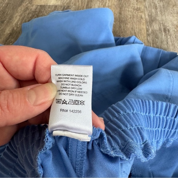 FIGS Yola Skinny Scrub Pants - Light Blue Drawstring Pants - Picture 10 of 12